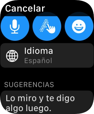Pulsa el icono de micrófono y sigue las indicaciones de la pantalla para grabar y enviar el mensaje.