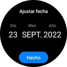 Desliza el dedo hacia arriba o hacia abajo por la pantalla para ajustar la fecha deseada.