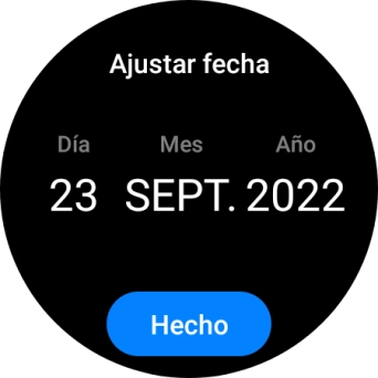 Desliza el dedo hacia arriba o hacia abajo por la pantalla para ajustar la fecha deseada.