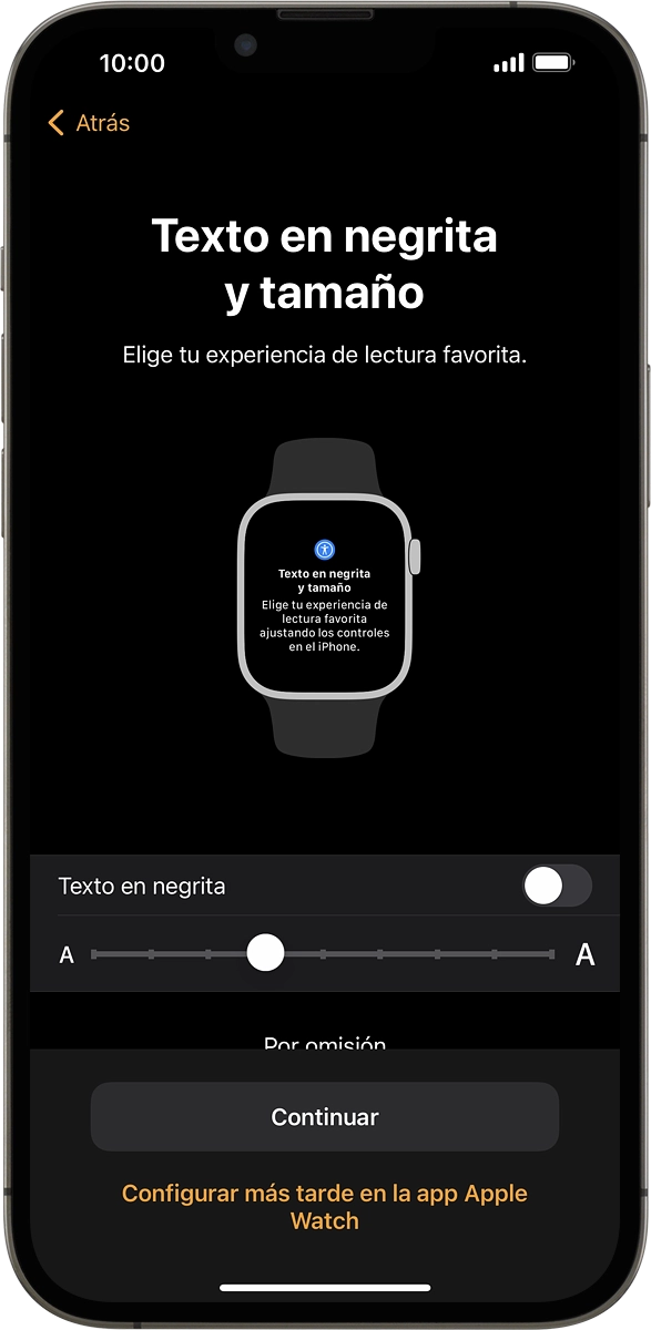 En el móvil: Seguir las indicaciones de la pantalla para seleccionar los ajustes deseados y pulsar Continuar: