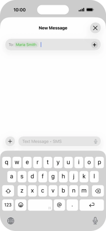 Press the text input field and write the text for your text message.