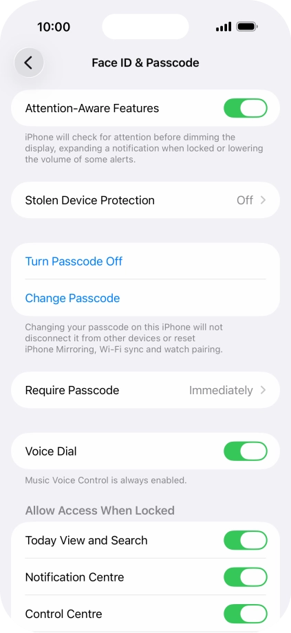Press Turn Passcode Off and key in the phone lock code.