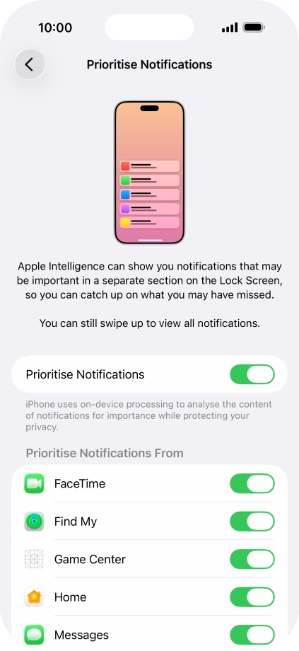 Press the indicator next to 
