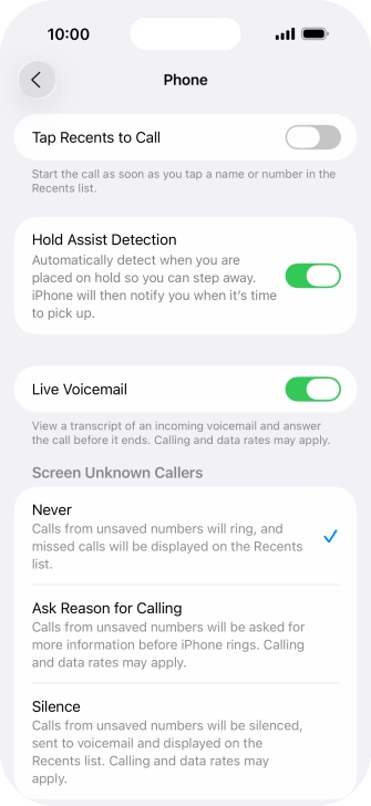 Press Silence to turn on the function.