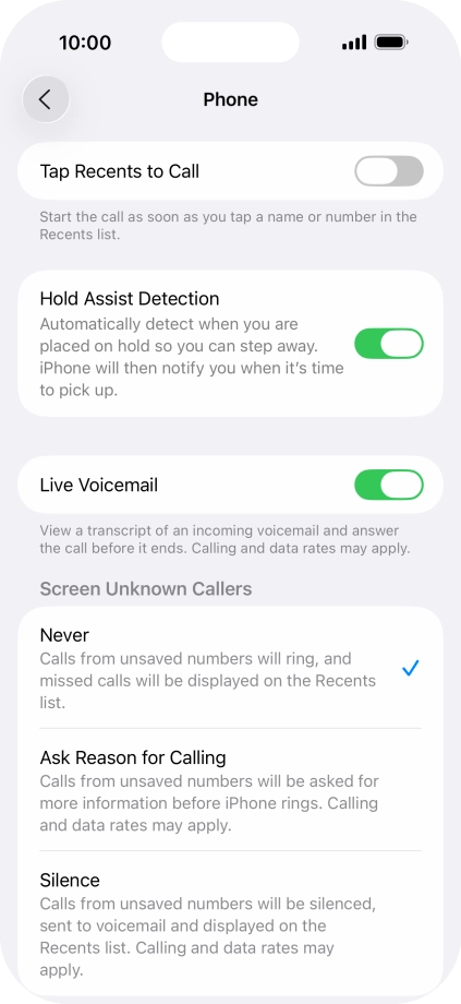 Press Silence to turn on the function.