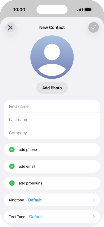 Press First name and key in the first name.
