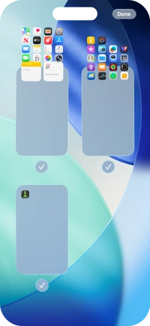 Press the fields below the required home screen pages to select or deselect them.