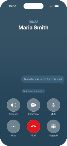 Press Translating ‹language› and follow the instructions on the screen to select language display or exit Live Translation.