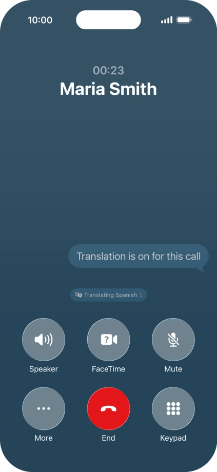 Press Translating ‹language› and follow the instructions on the screen to select language display or exit Live Translation.