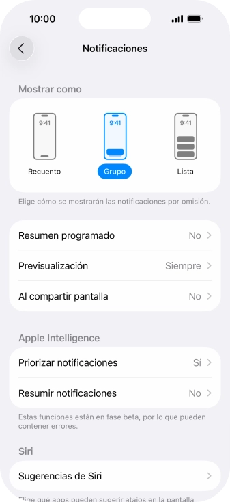 Pulsa Resumen programado.