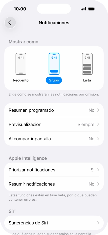 Pulsa Resumen programado.