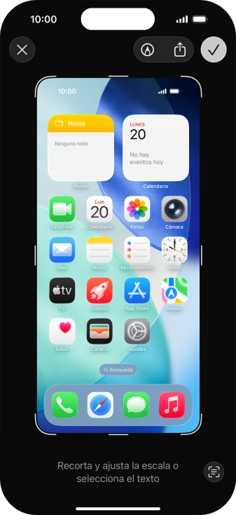 Sigue las indicaciones de la pantalla para editar y guardar tu pantallazo.