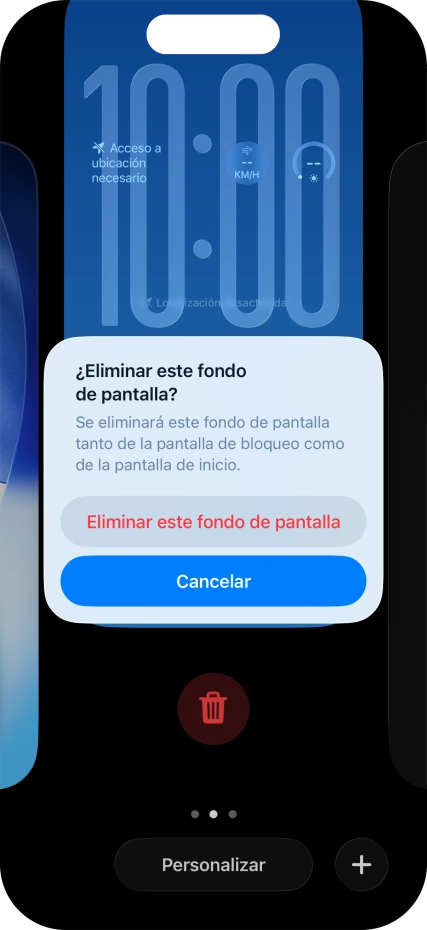 Pulsa Eliminar este fondo de pantalla.