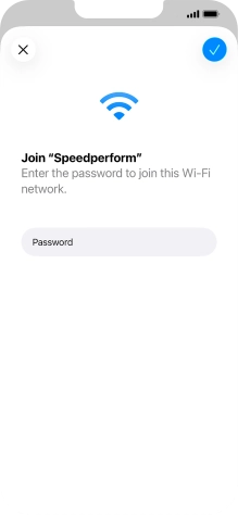 Key in the password for the Wi-Fi network and press the confirm icon.