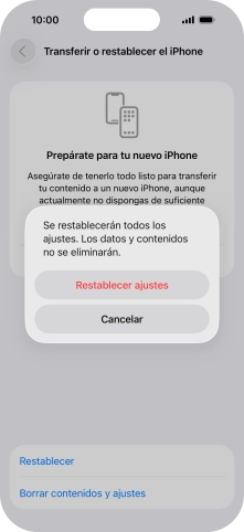 Pulsa Restablecer ajustes.