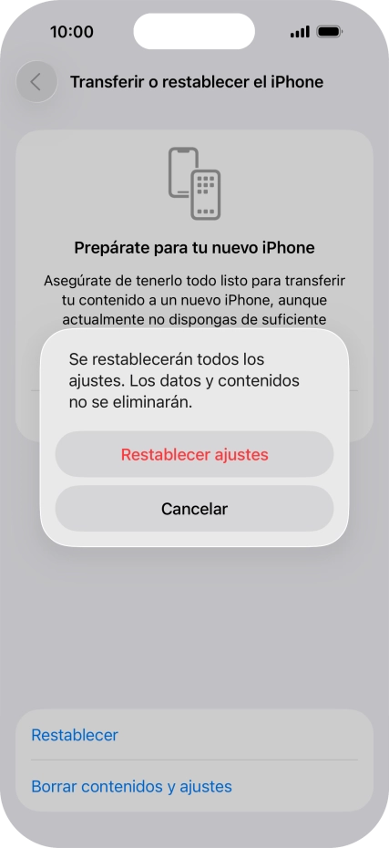 Pulsa Restablecer ajustes.