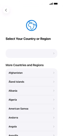 Press the required country or area.