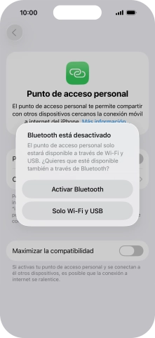 Si la función de wifi está activada, pulsa Solo Wi-Fi y USB.