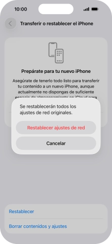 Pulsa Restablecer ajustes de red.