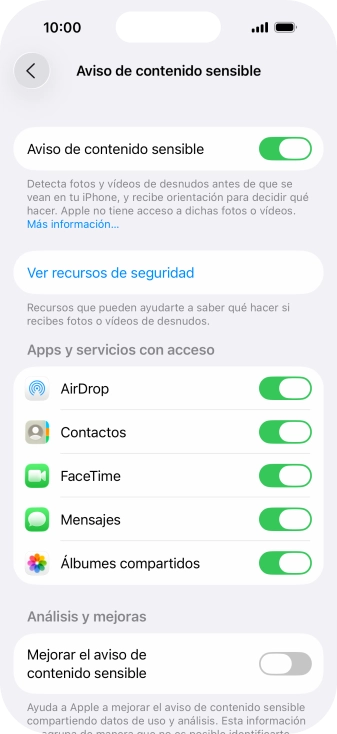 Pulsa el indicador junto a las aplicaciones deseadas para activar o desactivar la función.