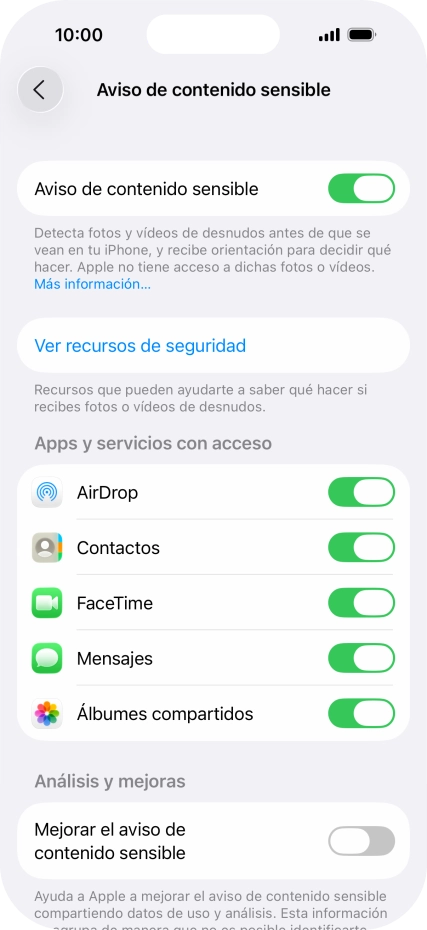 Pulsa el indicador junto a las aplicaciones deseadas para activar o desactivar la función.