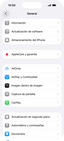 Pulsa Actualización en segundo plano.