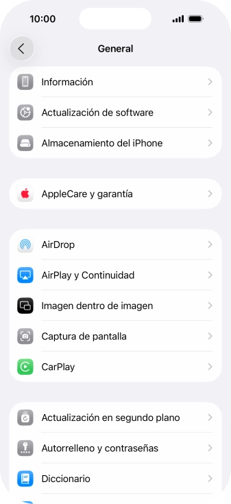 Pulsa Actualización en segundo plano.