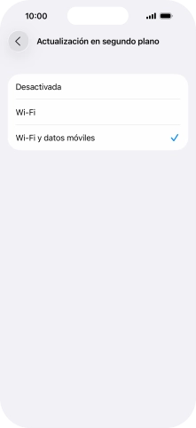 Para desactivar la actualización de apps en ejecución, pulsa Desactivada.