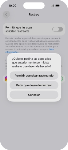 Si desactivas la función, pulsa el ajuste deseado.