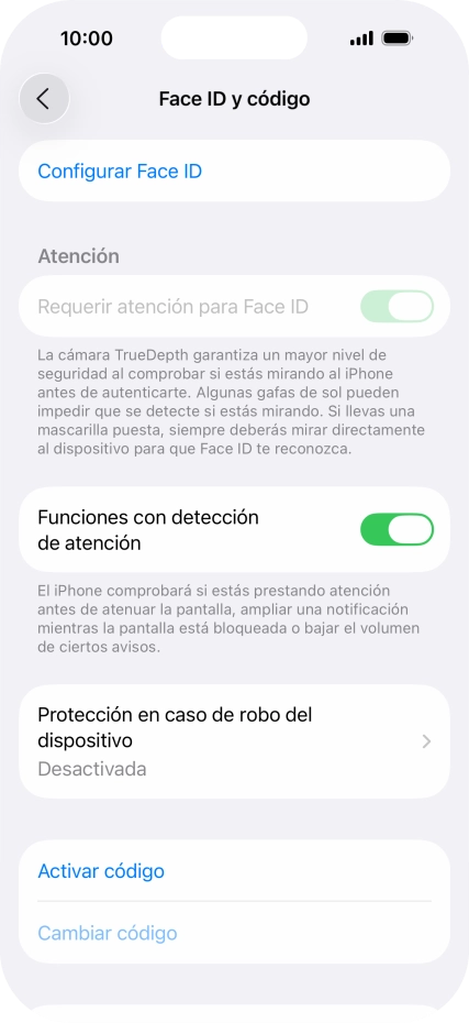 Pulsa Configurar Face ID.