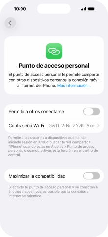 Pulsa Contraseña Wi-Fi e introduce una contraseña.