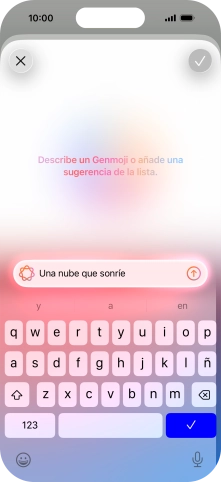 Escribe con tus propias palabras cómo tiene que ser el Genmoji y pulsa la flecha hacia arriba.