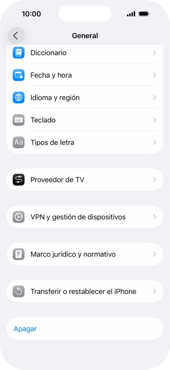 Pulsa Transferir o restablecer el iPhone.