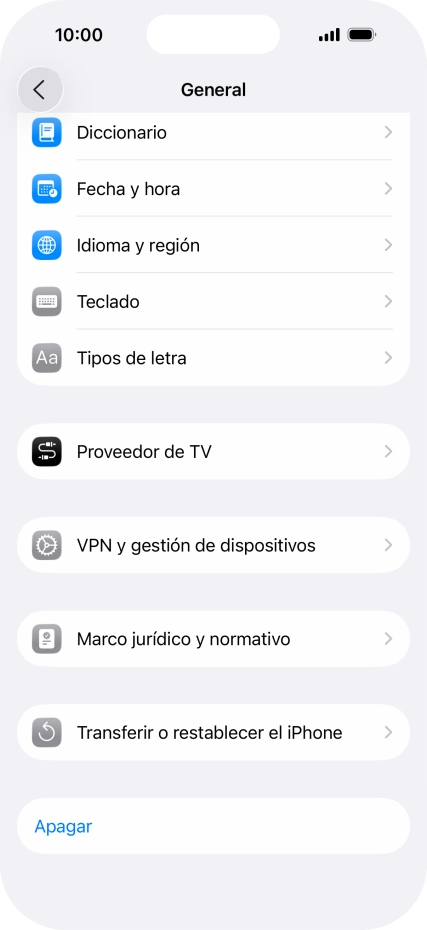 Pulsa Transferir o restablecer el iPhone.