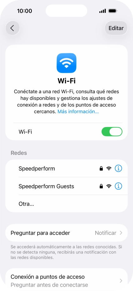 Pulsa la red wifi deseada e introduce la contraseña de esta red.