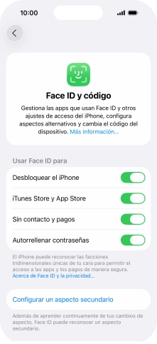 Pulsa  el indicador junto a los ajustes deseados para activarlos o desactivarlos.