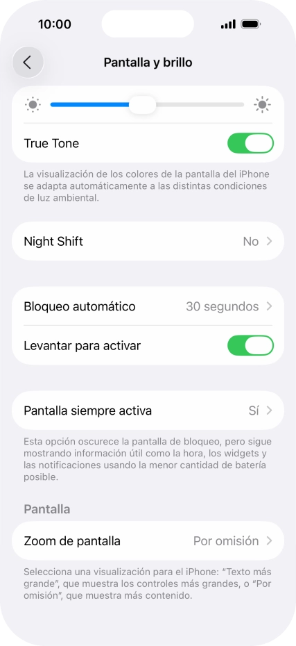 Pulsa Pantalla siempre activa.