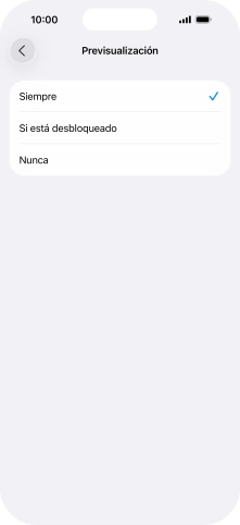 Para seleccionar la vista previa de las notificaciones en la pantalla de bloqueo, pulsa Siempre.