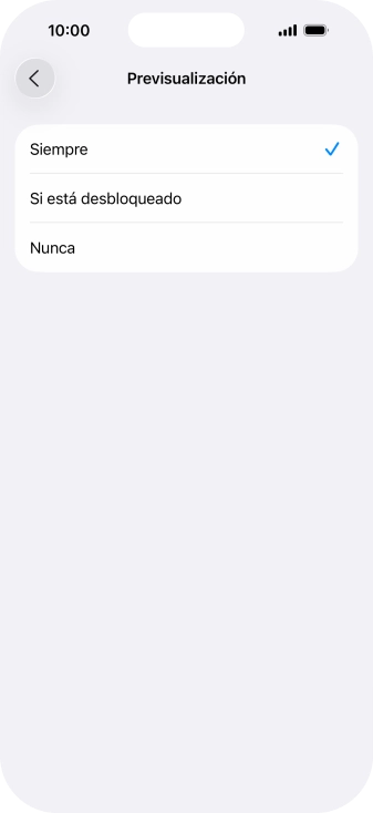 Para seleccionar la vista previa de las notificaciones en la pantalla de bloqueo, pulsa Siempre.