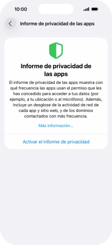 Pulsa Activar el informe de privacidad para activar la función.