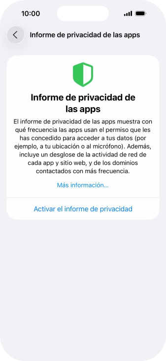 Pulsa Activar el informe de privacidad para activar la función.