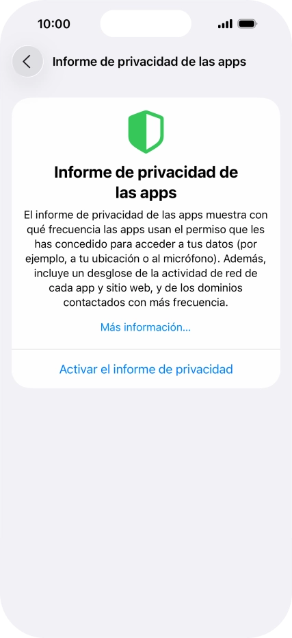 Pulsa Activar el informe de privacidad para activar la función.