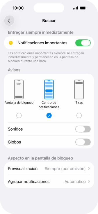 Pulsa Agrupar notificaciones.