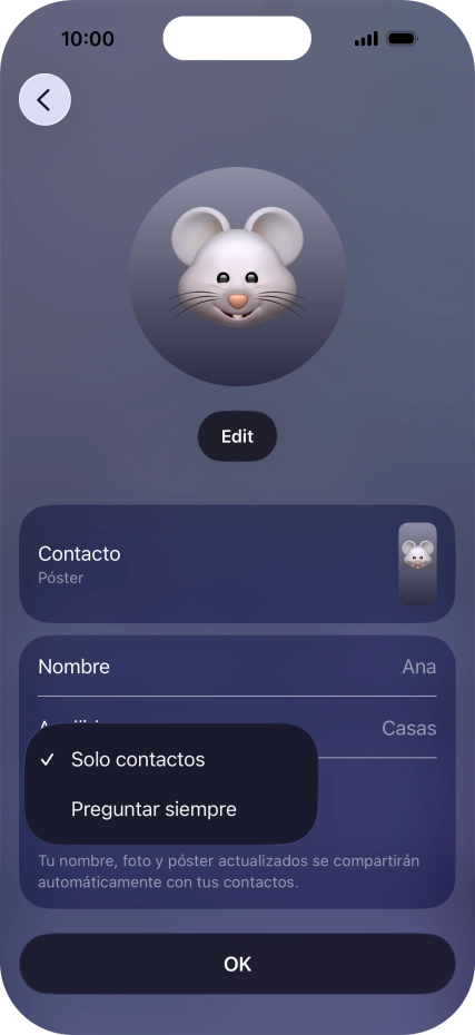 Pulsa el ajuste deseado.