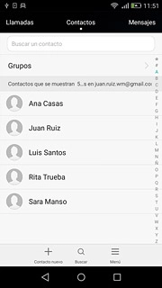 Pulsa el contacto deseado.Los detalles del contacto aparecen ahora en la pantalla.