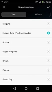 Al encontrar un timbre de llamada de tu gusto, pulsa el icono de aceptar.