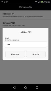 Introduce el código PIN2 y pulsa Aceptar.