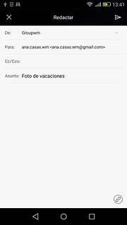 Pulsa en el campo de escritura y escribe el texto del correo electrónico.