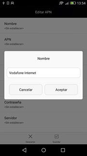 Introduce Vodafone Internet y pulsa Aceptar.