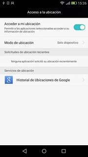 Si activas la función:Pulsa Modo de ubicación.Continúa en el paso 3.Si desactivas la función:Continúa en el paso 4.